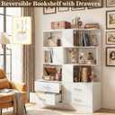 Corner Bookshelf with Drawers, Small Corner Shelf with Drawers | L Shaped Book Shelves with Drawers, 6-tier Bookcase for Bedroom Storage, Living Room, Home Office, Kitchen Pantry, White