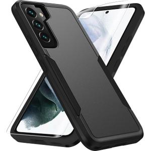 for Samsung Galaxy S22 Case, with HD Screen Protector [Military Grade Drop Tested] Heavy-Duty Tough Rugged Shockproof Protective Case for Samsung S22, Black
