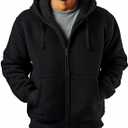 Sherpa Lined Hoodies for Men Heavyweight Full Zip Up Sweatshirt Thick Fleece Jackets Winter Warm Coats (Large, Black)