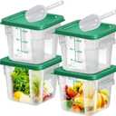 4 pcs 6qt Food Storage Containers with Lid, Square Clear Commercial Storage Containers with Handle and Scale for Food Storage in Home Kitchen & Dining (Green)