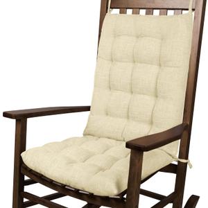 Rocking Chair Cushions Indoor Chair Pads High Back and Seat Cushion 2 Piece Set Linen White