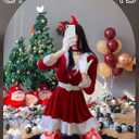 Womens Christmas Stcokings Thigh High, Fishnet Tights with Bow Santa Accessory Hosiery, Onesize 80-160lbs (Red)