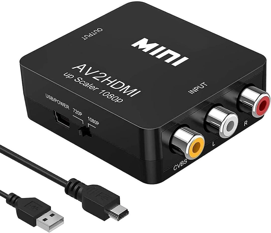 BD&M RCA to HDMI Converter, Composite to HDMI Adapter Support 1080P PAL/NTSC Compatible with PS one, PS2, PS3, STB, Xbox, VHS, VCR, Blue-Ray DVD Players