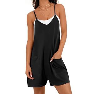 Buauty Women's Casual Rompers Summer Sleeveless Jumpsuits Loose Spaghetti Strap Shorts Overalls Trendy Outfits With Pockets