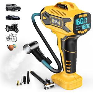 Cordless Tire Inflator Air Compressor for Dewalt 20V Max Battery, 160PSI Portable Handheld Air Pump with Digital Pressure Gauge, Fast Inflation for Cars, Motorcycles, Bikes & Sports Balls (No Battery)