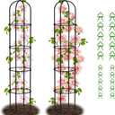 Garden Obelisk Trellis for Climbing Plants - 76" Tall Weather-Resistant Rustproof Metal Plant Flower Support for Roses, Clematis, Tomatoes & Vines, Indoor/Outdoor Use, 12D (2 Pack)