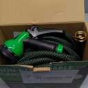 Garden Hose 50ft, Non-Expanding Flexible Hose with 10 Function Nozzle, Lightweight, Kink Free, Sturdy, Leak-Proof, Portable, Water Hose 50ft for Outdoor, Yard, Lawn, Car Wash and Camper Use (black green)
