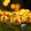 Solar String Lights Outdoor 10FT 20LED Globe String Lights with 8 Modes,Solar Fairy Lights Outdoor Waterproof Moroccan Fairy Lights Solar for Garden Patio Wedding Christmas DecorWarm White