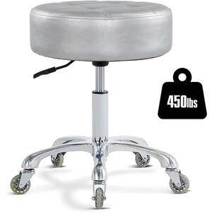 Rolling Stool with Wheels Adjustable Height, Roller Stool for Massage Medical Tattoo Spa Heavy Duty Swivel Desk (Super Thick Cushion, Black)