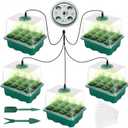 5pcs 60 Cells Seed Starter Tray with Grow Light Indoor Seeds Starter Kit with Lid Plastic Planting Trays Mini Greenhouse Garden