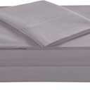 Twin Percale Bed Sheets, 200 Thread Count Cotton Polyester Blend Sheet Set,Wrinkle Free,Breathable,Crisp Refreshing Feeling, 60 Cotton 40 Polyester Cotton Rich Sheets 3 PC(Lavender Gray, Twin)