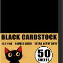 50 Sheets 130lb Black Cardstock, 8.5" x 11", Extra Heavy Duty Black Paper for Card Base DIY Craft Card Making, 130LB Cover 350 GSM