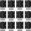 Matte Black 3x3 Inch Interior Door Hinges - 12 Pack Iron Hinge Hardware