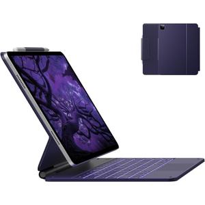 typecase Edge Keyboard Case for iPad Air 13-inch(M3/M2, 2025/2024) & iPad Pro 12.9"(6th/5th/4th/3rd Gen), Magic Keyboard with 11-Color Backlight, Multi-Touch Trackpad, Pencil Holder, Midnight Amethyst