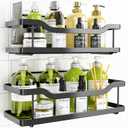 OMAIRA Shower Caddy, Adhesive Shower Organizer, No Drilling Rustproof 304 Stainless Steel Shower Shelves for Inside Shower & Bathroom Organizer, Matte Black (X-Large)