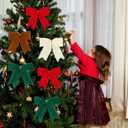 12 Pcs Velvet Bows for Christmas Tree 6 Inch, Vintage Christmas Bows Holiday Ornaments Wreath Gift Bow for Garland DIY Craft Wrapping Decor (Red, Khaki, Brown, Green)