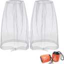 Benvo Mosquito Head Net Mesh, Face Neck Fly Netting Hood from Bugs Gnats Noseeums Screen Net for Any Outdoor Lover- with Carry Bags Fits Most Sizes of Hats Caps (2pcs, Light Grey, Updated Big Net)