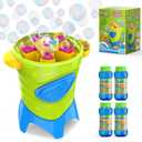 MAKE KIDS SMILE BUBBLE FUN Bubble Machine with Light for Toddlers 1-3 | Automatic bubble maker, 20000 bubbles output, 4 solutions, Ideal summer outdoor toys gifts for backyard parties, wedding, pet