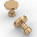 Amerdeco 10 Pack Champagne Bronze Kitchen Cabinet Knobs and Pulls - Single Hole Round Gold Drawer Knobs for Bathroom Cabinets 
