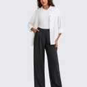 G4Free ShiftReady Women's Wide Leg Dress Yoga Pants with Pockets Dressy Casual Slacks High Waist Work Trousers (Black, M)