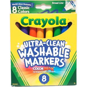 Crayola Washable Markers, Broad Point, Classic Colors, 8/Pack