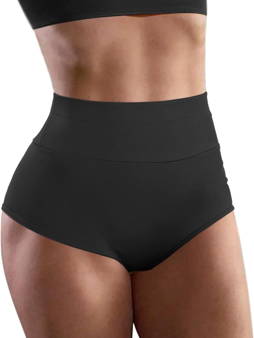 Women's High Waist Yoga Booty Shorts Workout Spandex Dance Hot Pants Butt Lifting Leggings Rave Outfits (Black, Size: Small)