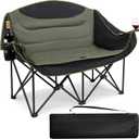 UBALANCE Double Camping Chair for Adults - Heavy Duty 650LBS Portable Camping Chairs Oversized Camping Loveseat, Folding Camping Chair for Garden Lawn Sport Picnic Beach Fishing (Green)