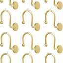 12Pcs Shower Curtain Rings,Bathroom Hook,Modern Decorative Shower Curtain Hangers,Smooth Glide Shower Hooks, Metal Round Decorative Shower Hooks Rings for Shower Curtain Liner.(Gold)