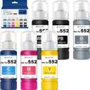 Compatible for 552 Ink 600ml Refill Ink Bottle Replacement for EcoTank Photo ET-8550 ET-8500 Printer High Capacity 6-Pack (Not Sublimation Ink)