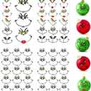 53 Pcs Christmas Face Stickers for Crafts Ornaments Large 5 Inch Small 3 Inch Vinyl Faces Eyes Pitcher Transparent Decals for Glass Drinking Cups Wood Decorations Balls Party Supplies (Face53)