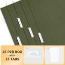 SUNEE Hanging File Folders Legal Size,25 Pack Reinforced Hang Folders, Adjustable 1/5-Cut Tabs, Designed for Bulky Files, Filing Cabinet, Standard Green