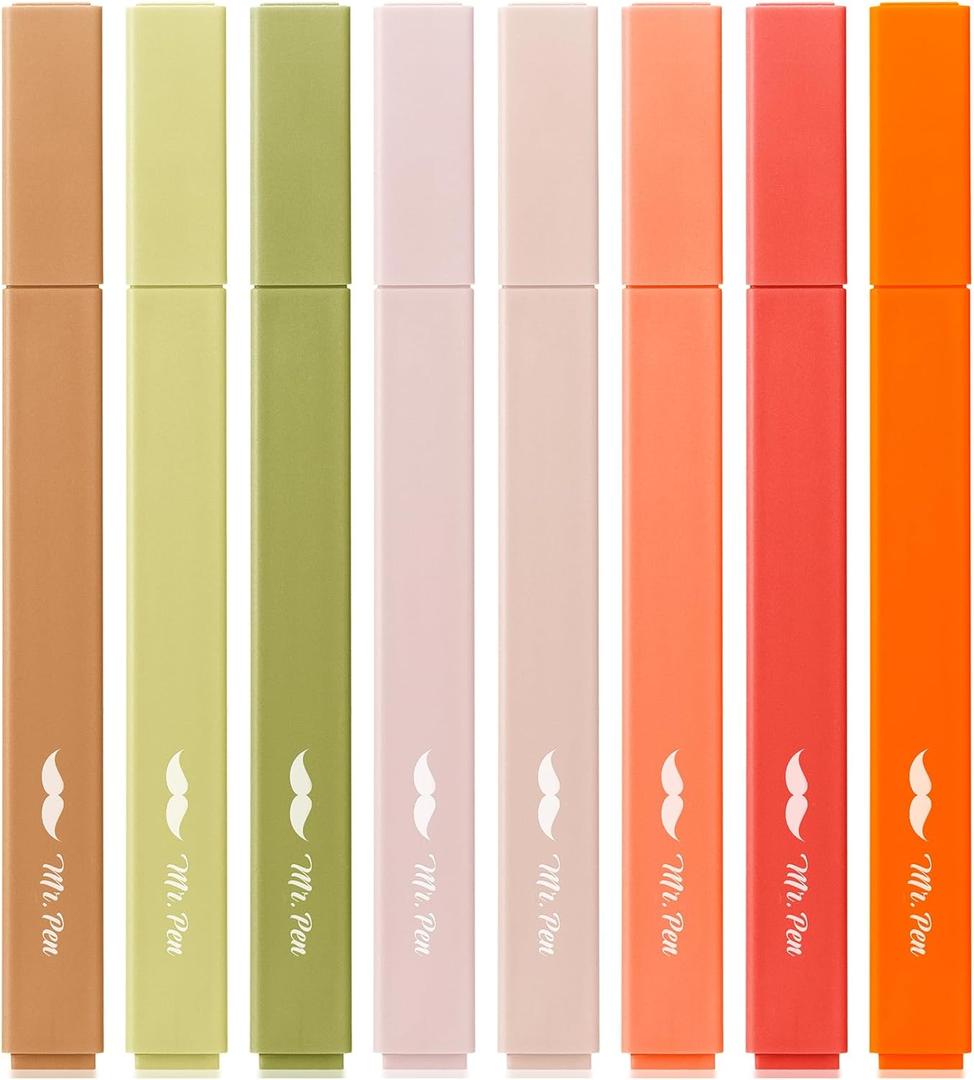 Mr. Pen- Aesthetic Highlighters, 8 Pack, Chisel Tip, Autumn Earth, Cute Highlighters Assorted Colors, Back to School Supplies