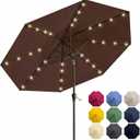 10FT Solar Patio Umbrella with Lights, Outdoor Table Market Umbrella with 32 LED Lights, 8 Sturdy Ribs, Push Button Tilt and Crank for Pool, Deck and Garden, UV-Resistant