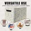 Blue Hydrangea Floral Storage Bins Basket, Rustic Cottagecore Flower Botanical Collapsible Fabric Storage Box Organizer Toybox for Bedroom Bathroom Clothes Books Toys (SNL032)