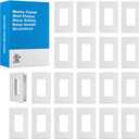 Outlet Cover, Screwless Decorator Wall Plate, Light switch Power Plug Cover, 1-Gang Standard Size, Matte White, 20 Pack,UL listed (1GANG-20Pack, matte white)
