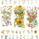 3 x 120 Pieces Natural Flower Stickers for ScrapbookingPET Transparent Flower Stickers Self-Adhesive for Journaling Clear Decals (Bulk Mix Flower)