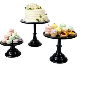 3 Pcs Metal Cake Stand Set 8/10/12 inch Dessert Table Display Perfect for Baby Shower Wedding Birthday(Black)