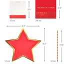 4 x Crayola Color Pop Scarlet Red and Gold Star Party Supplies (12 Paper Plates, 12 Paper Straws, 12 Place cards, 24 Napkins) for Birthdays, Christmas, Graduations, Fourth of July (5CLP1013)