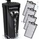 GOZILLA Turtle Tank Filter 74GPH, Low Water Level Turtle Tank 3.5W Fish Tank Aquarium Filters for Small Tanks up to 15 Gallons Include 4 Replacement Cartridges.(Black)