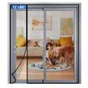 LONGEAS Magnetic Screen Door Mesh Left Right Side Opening Upgraded PET Material Mesh Stronger Than Fiberglass and Polyester,Keep Bugs Out,Pet & Kid Friendly Screen Size 74'' X 82''