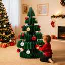 Civaner 3 ft x 1.8 ft Large Honeycomb Christmas Tree Thickened 3D Honeycomb Paper Christmas Tree with Magnetic Folding Xmas Modern Decorations Xmas for Home Living Room Holiday Decorations (35.4 Inches, Green)