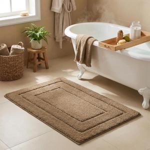 GRANNY SAYS Bathroom Rugs and Mats, 16" x 24" Non-Slip Bath Mat for Bathroom, Super Soft Absorbent Microfiber Bath Rug, Machine Washable and Dry, Small Champagne Rug for Shower, Tub and Bath Floor