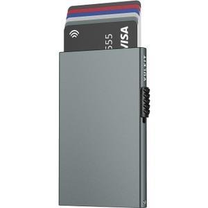 VULKIT Minimalist Credit Card Holder Pop Up Cards RFID Protection Slim Metal Wallet (Space Grey)
