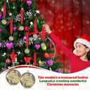 12 Pcs/24 Pcs Christmas Santa Medals 2 Inch Gold Christmas Snowman Trophy Awards with Red Neck Ribbons for Xmas Trophy Gift Holiday Party Ornaments Decor Prizes