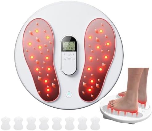 Foot Massager for Neuropathy with Heating, EMS Foot Stimulator for Circulation and Pain Relief, Electric Feet Calf Massager with 4 TENS Unit Muscle Stimulator Pads, Transcutaneous Nerve Stimulator