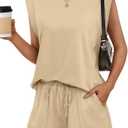 RUBZOOF Two Piece Sets for Women Summer Cap Sleeve Lounge Short Sets Crewneck Outfits with Pocket (X-Large, 01-black)