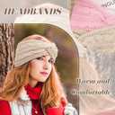 Chalier Warm Winter Headbands for Women Cable Crochet Turban Ear Warmer Headband with Plush (Beige/Light Grey/Pink/Black)