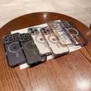 Magnetic for iPhone 14 Glitter Case with Detachable Lens Film Luxury Bling Rhinestone Soft TPU Protective Phone Case Compatible with MagSafe Suitable for Women Men iPhone 14 6.1" Silver