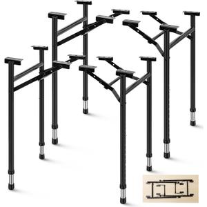 Tandefio Folding Table Legs Adjustable Height 14 Inch Wide Folding Tables Legs Collapsible Durable Metal Furniture for Kitchen, DIY Bar Desk, Coffee Dinner, Home, Tabletops, Table Saw(4 Pcs,14 Inch)