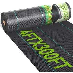 iropro 4ftx300ft Weed Barrier Landscape 3.2oz Fabric Heavy Duty, Woven Weed Control Cloth, Woven Geotextile Fabric for Underlayment, Gardening Ground, Commercial Driveway Weed Block Cover Mat